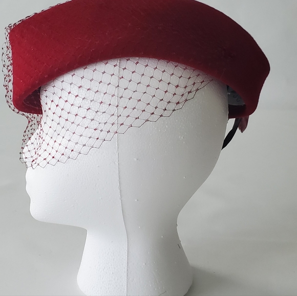 Vintage Burgundy 100% Wool Felt Hat By Ruth Alan - Picture 7 of 7